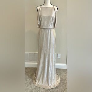 Ralph Lauren long champagne gold cocktail dress